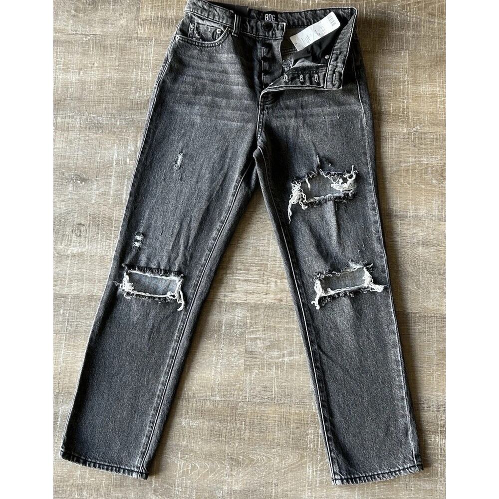 ▶️ BDG Urban Outfitters Button Fly Straight Jeans Womens 26 Gray Distressed NWT - Picture 12 of 12